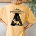 Kangaroo Dad Mom Lover Alien Ufo Women's Oversized Comfort T-Shirt Back Print Mustard