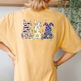 Leopard Easter Rabbit Floral Easter Day 2024 Easter Women's Oversized Comfort T-Shirt Back Print Mustard