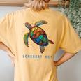 Longboat Key Fl Florida Souvenir Vintage Tribal Sea Turtle Women's Oversized Comfort T-Shirt Back Print Mustard