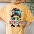 Mom Class Of 24 Senior 2024 Messy Bun Tie Dye Women's Oversized Comfort T-Shirt Back Print Mustard