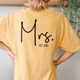 Mrs Est 2024 Just Married Wedding Wife Hubby Mr & Mrs Women's Oversized Comfort T-Shirt Back Print Mustard