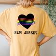 New Jersey Rainbow Lgbt Lgbtq Gay Pride Groovy Vintage Women's Oversized Comfort T-Shirt Back Print Mustard