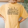 New York City Skyline Statue Of Liberty New York Nyc Women Women's Oversized Comfort T-Shirt Back Print Mustard