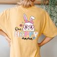 One Hoppy Mama Bunny Groovy Bunny Mom Mommy Happy Easter Day Women's Oversized Comfort T-Shirt Back Print Mustard