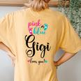 Pink Or Blue Gigi Loves You Gender Reveal Baby Announcement Women's Oversized Comfort T-Shirt Back Print Mustard