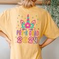 Pre-K Grad Preschool Graduation 2024 Unicorn Toddler Girl Women's Oversized Comfort T-Shirt Back Print Mustard