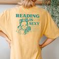 Reading Is Sexy Retro Librarian Book Worm Teacher Women's Oversized Comfort T-Shirt Back Print Mustard