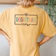 Registrar Crew Team Back To School Teacher Supplies Women's Oversized Comfort T-Shirt Back Print Mustard
