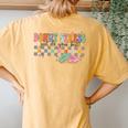 Retro Donut Stress Just Do Your Best Teacher Appreciation Women's Oversized Comfort T-Shirt Back Print Mustard