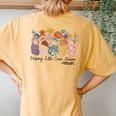 Retro Groovy Helping Little Ones Bloom Babies Flower Midwife Women's Oversized Comfort T-Shirt Back Print Mustard