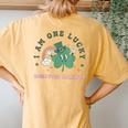 Retro Lucky Behavior Analyst St Patrick's Day Rainbow Bcba Women's Oversized Comfort T-Shirt Back Print Mustard