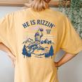He Is Risen Rizzin' Easter Jesus Christian Faith Basketball Women's Oversized Comfort T-Shirt Back Print Mustard