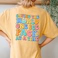 Saving The World One Ice Pack At Time Retro School Nurse Women's Oversized Comfort T-Shirt Back Print Mustard