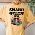 Snake Queen Girls Snake Lover Snake Women's Oversized Comfort T-Shirt Back Print Mustard