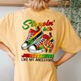Stepping Into Junenth Afro Woman Black Girls Sneakers Men Women's Oversized Comfort T-Shirt Back Print Mustard