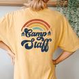 Summer Camp Counselor Staff Groovy Rainbow Camp Counselor Women's Oversized Comfort T-Shirt Back Print Mustard