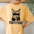 Tortitude Tortie Cat Mom Sunglasses Tortoiseshell Mama Women's Oversized Comfort T-Shirt Back Print Mustard