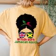 Uk British Grown Jamaican Roots Messy Bun Women's Oversized Comfort T-Shirt Back Print Mustard