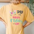 Unicorn Dad Of The 4Th Birthday Girl Matching Papa Women's Oversized Comfort T-Shirt Back Print Mustard