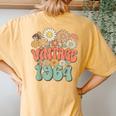 Vintage 1964 Floral Hippie Groovy Daisy Flower 60Th Birthday Women's Oversized Comfort T-Shirt Back Print Mustard