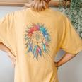 Vintage Boho Dream Catcher Watercolor Women's Oversized Comfort T-Shirt Back Print Mustard