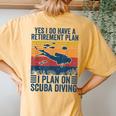 Vintage Diving Retired Scuba Diving Women's Oversized Comfort T-Shirt Back Print Mustard