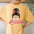 Vintage Philly Baseball Leopard Messy Bun Philadelphia Fans Women's Oversized Comfort T-Shirt Back Print Mustard