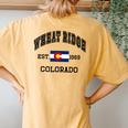 Vintage Wheat Ridge Colorado Co State Flag Women's Oversized Comfort T-Shirt Back Print Mustard