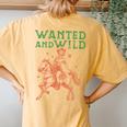 Wild West Horse Cowgirl Vintage Cute Western Rodeo Graphic Women's Oversized Comfort T-Shirt Back Print Mustard