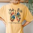 Yahweh Our Very Breath Speaks His Name Floral Lung Flowers Women's Oversized Comfort T-Shirt Back Print Mustard