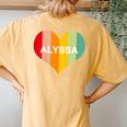 Youth Girls Alyssa Name Heart Retro Vintage Women's Oversized Comfort T-Shirt Back Print Mustard