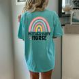 0Jvn Mother Baby Nurse Rainbow Postpartum Nursing Life Women's Oversized Comfort T-Shirt Back Print Chalky Mint