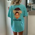 Afro Woman Messy Bun Black Mom Life Mother's Day Women's Oversized Comfort T-Shirt Back Print Chalky Mint