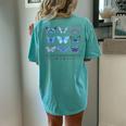 In April We Wear Blue Butterfly Autism Mental Health Women's Oversized Comfort T-Shirt Back Print Chalky Mint
