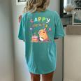 Cappy Birthday Capybara Lovers Girl Boy Happy Birthday Party Women's Oversized Comfort T-Shirt Back Print Chalky Mint