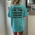 Because Im The Chicken Chaser That's Why Women's Oversized Comfort T-Shirt Back Print Chalky Mint