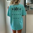 Class Of 2037 Grow With Me Handprint Pre-K 12Th Grade Women's Oversized Comfort T-Shirt Back Print Chalky Mint