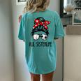 Classy Lil Sister Life Soccer Messy Bun Baseball Game Day Women's Oversized Comfort T-Shirt Back Print Chalky Mint