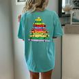Crayon Christmas Tree Teacher Student Xmas Teacher Pajamas Women's Oversized Comfort T-Shirt Back Print Chalky Mint