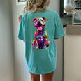 Cute Rainbow Pitbull Mom Dog Lover Pit Bull Owner Women's Women's Oversized Comfort T-Shirt Back Print Chalky Mint