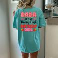 Dada Bery First Birthday Strawberry Girl Dad And Mom Family Women's Oversized Comfort T-Shirt Back Print Chalky Mint