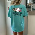 Family Baseball Grammy Heart Baseball Grandma Women's Oversized Comfort T-Shirt Back Print Chalky Mint
