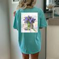 Flowers Lilac Floral Bouquet Essence Of Life Colored Vintage Women's Oversized Comfort T-Shirt Back Print Chalky Mint