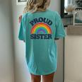 Gbtq Proud Sister Gay Pride Lgbt Ally Family Rainbow Flag Women's Oversized Comfort T-Shirt Back Print Chalky Mint