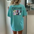 Girl Retro Taylor First Name Personalized Groovy Birthday Women's Oversized Comfort T-Shirt Back Print Chalky Mint