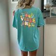 Good Vibes Only Peace Sign Love 60S 70S Retro Groovy Hippie Women's Oversized Comfort T-Shirt Back Print Chalky Mint