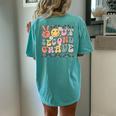 Groovy Last Day Of School 2Nd Grade Peace Out Second Grade Women's Oversized Comfort T-Shirt Back Print Chalky Mint