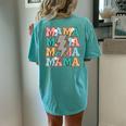 Groovy Mama Checkered Leopard Bolt Lightning Flower Mom Life Women's Oversized Comfort T-Shirt Back Print Chalky Mint