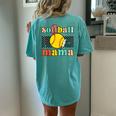 Groovy Retro Softball Mom Mama Sport Lover Women's Oversized Comfort T-Shirt Back Print Chalky Mint