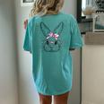 Happy Easter Cute Bunny Face Tie Dye Glasses Rabbit Girl Kid Women's Oversized Comfort T-Shirt Back Print Chalky Mint